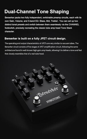 دواسة Preamp للجيتار ثنائية القناة من TOPPING HYNOTONE Berserker - تنظيف وتشويه على شكل أنبوب JFET، بوابة ضوضاء مدمجة، نغمات معدنية قوية ومؤثرة in Kuwait