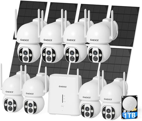 تعمل كاميرا Solar Security Outdoor WiFi Pro ، رؤية ليلية ملونة 4MP ، الكشف عن حركة AI/PIR ، 360 PT ، صوت ثنائي الاتجاه ، IP66 ، 2.4/5GHz ، SD/Cloud Storage ، in Kuwait