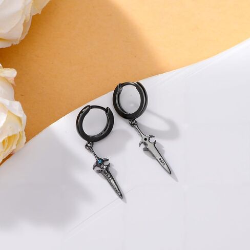 Arrowhead/Sword/Feather Earrings for Men 925 Sterling Silver Turquoise Sword Drop Dangle Birthday Gothic Jewelry for Women Men in Saudi Arabia