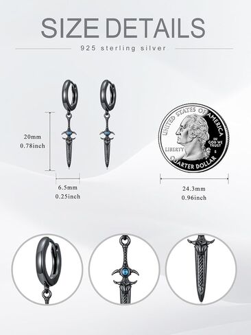 Arrowhead/Sword/Feather Earrings for Men 925 Sterling Silver Turquoise Sword Drop Dangle Birthday Gothic Jewelry for Women Men in Saudi Arabia