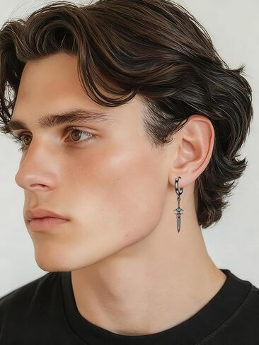 Arrowhead/Sword/Feather Earrings for Men 925 Sterling Silver Turquoise Sword Drop Dangle Birthday Gothic Jewelry for Women Men in Saudi Arabia