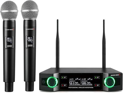 Wireless Microphone System, Upgraded 2.4GHz Rechargeable Professional AI Automatic Channel Connection Wireless Microphones Set with 300ft Receiving Distance for Singing Karaoke DJ Church in Saudi Arabia