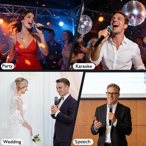 Wireless Microphone System, Upgraded 2.4GHz Rechargeable Professional AI Automatic Channel Connection Wireless Microphones Set with 300ft Receiving Distance for Singing Karaoke DJ Church in Saudi Arabia