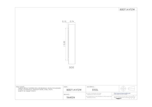 Timken 399AS محمل أسطواني مدبب، مخروط واحد، تسامح قياسي، تجويف مستقيم، فولاذ، بوصة، معرف 2.6875 بوصة، عرض 0.8660 بوصة in Kuwait