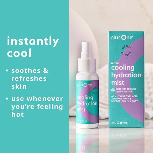 plusOne Cooling Hydration Mist – 3-in-1 Body & Face Spray with Niacinamide, Hyaluronic Acid & Ashwagandha – pH-Balanced Support for Menopause – 4oz in Saudi Arabia