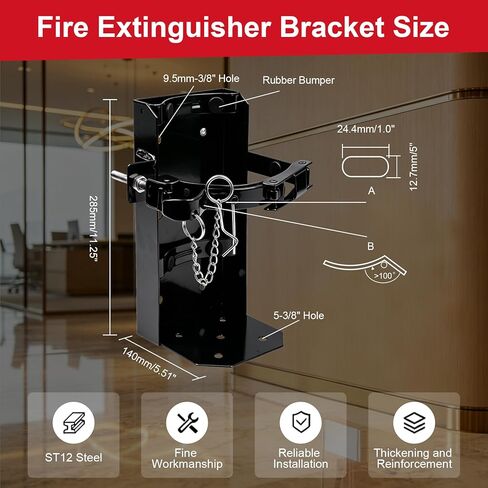 Heavy Duty Fire Extinguisher Bracket,Fire Extinguisher Mount Bracket for 10lb Dry/Co2 Extinguisher,Metal Wall Mount Fire Extinguishers Holder for Vehicle, Boat, Marine, Home, School (Black) in Saudi Arabia