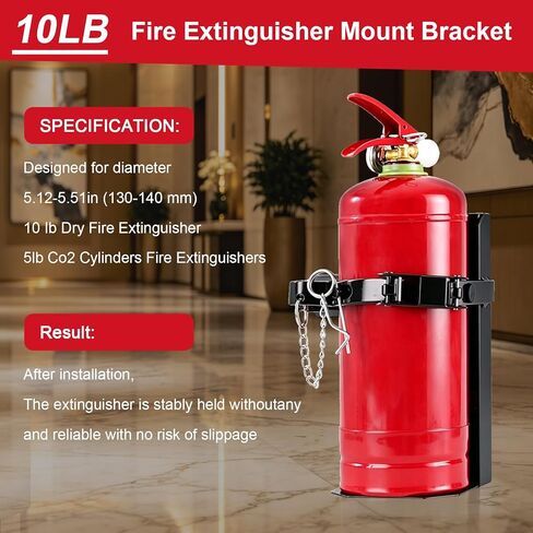 Heavy Duty Fire Extinguisher Bracket,Fire Extinguisher Mount Bracket for 10lb Dry/Co2 Extinguisher,Metal Wall Mount Fire Extinguishers Holder for Vehicle, Boat, Marine, Home, School (Black) in Saudi Arabia
