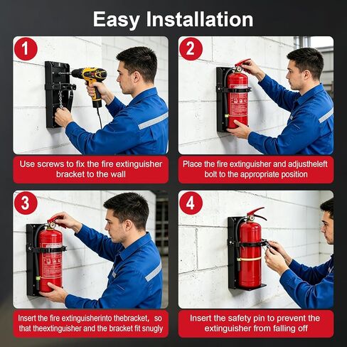 Heavy Duty Fire Extinguisher Bracket,Fire Extinguisher Mount Bracket for 10lb Dry/Co2 Extinguisher,Metal Wall Mount Fire Extinguishers Holder for Vehicle, Boat, Marine, Home, School (Black) in Saudi Arabia