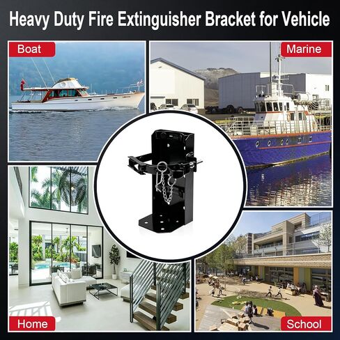Heavy Duty Fire Extinguisher Bracket,Fire Extinguisher Mount Bracket for 10lb Dry/Co2 Extinguisher,Metal Wall Mount Fire Extinguishers Holder for Vehicle, Boat, Marine, Home, School (Black) in Saudi Arabia