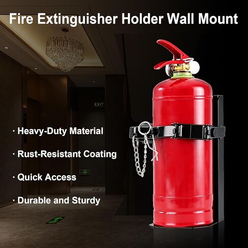 Heavy Duty Fire Extinguisher Bracket,Fire Extinguisher Mount Bracket for 10lb Dry/Co2 Extinguisher,Metal Wall Mount Fire Extinguishers Holder for Vehicle, Boat, Marine, Home, School (Black) in Saudi Arabia