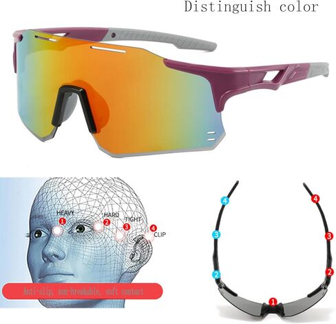 نظارات شمسية رياضية للرجال والنساء نظارات شمسية للحماية من الأشعة فوق البنفسجية 400 للجري وركوب الدراجات والبيسبول والصيد للاستخدام الخارجي (أبيض، وردي) in Kuwait