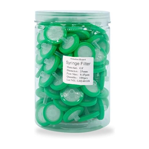100 قطعة OD = 25 مللي متر ، 0.45um ، فلتر حقنة من الألياف الزجاجية ، مصنوع من GF ، 100 أجزاء/وحدة in Kuwait