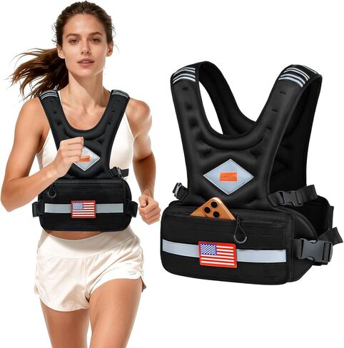 Weighted Vest Woman & Men, 6-10lb/8-20lb/8-30lb Adjustable weighted Vest With Pockets & Reflective Strips for Walking, Running, Hiking,Rucking, Workout, Strength Training in Saudi Arabia
