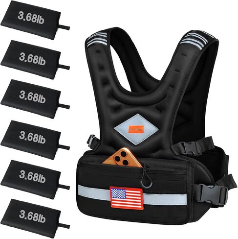Weighted Vest Woman & Men, 6-10lb/8-20lb/8-30lb Adjustable weighted Vest With Pockets & Reflective Strips for Walking, Running, Hiking,Rucking, Workout, Strength Training in Saudi Arabia