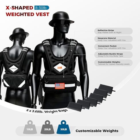 Weighted Vest Woman & Men, 6-10lb/8-20lb/8-30lb Adjustable weighted Vest With Pockets & Reflective Strips for Walking, Running, Hiking,Rucking, Workout, Strength Training in Saudi Arabia