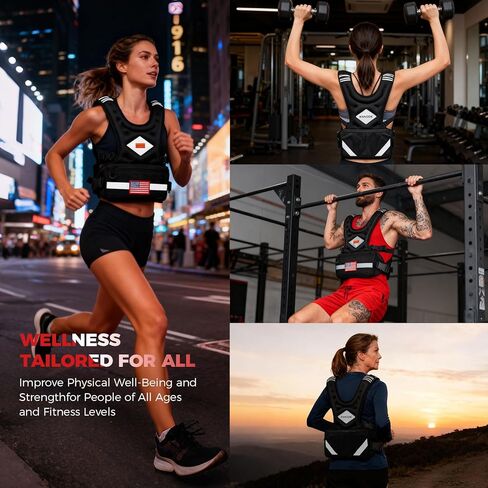 Weighted Vest Woman & Men, 6-10lb/8-20lb/8-30lb Adjustable weighted Vest With Pockets & Reflective Strips for Walking, Running, Hiking,Rucking, Workout, Strength Training in Saudi Arabia