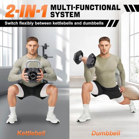 2-in-1 Adjustable Kettlebell, 15-45LB Kettlebells Weight Set for Strength Training, 5.9-30.9LB Adjustable Weights Dumbbell for Home Gym Full Body Workout in Saudi Arabia