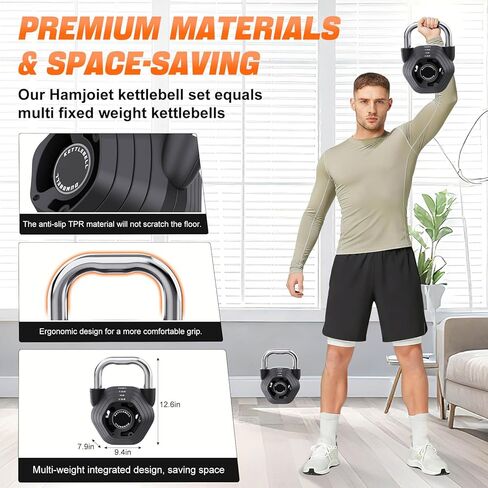 2-in-1 Adjustable Kettlebell, 15-45LB Kettlebells Weight Set for Strength Training, 5.9-30.9LB Adjustable Weights Dumbbell for Home Gym Full Body Workout in Saudi Arabia
