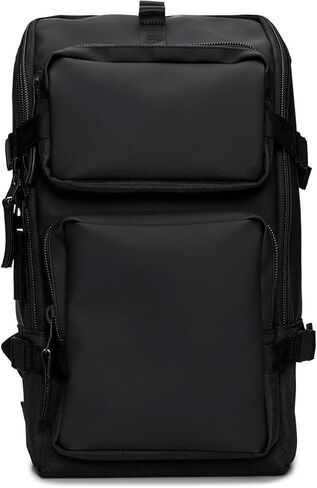 RAINS Trail Cargo Backpack – Black Unisex Cargo Backpack Water Resistant Water Repellent PU Fabric Smooth Feel Outdoor Urban Design 14L Capacity – 2 Year Warranty in Saudi Arabia