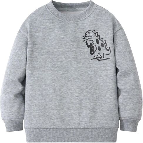 Little Bitty Boys Dinosaur Two Piece Cotton Set, Long Sleeve Cartoon Crew Neck Fleece Sweatshirt Striped Wide Pants 3-7 Years in Saudi Arabia