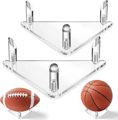 Football Basketball Stand Display, 2 Pcs Acrylic Soccer Ball Stand with Anti-Slip Mat, Sturdy Football Holders for Display Ball Displays Stands for Basketball Volleyball Soccer Balls(Clear) in Saudi Arabia