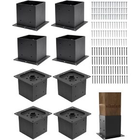 6x6 Raised Post Base for Concrete Deck Brackets (5.5x5.5in Actual Size) - Heavy Duty Black Steel Anchor Kit - Pergola, Gazebo, Fence 8-Pack in Saudi Arabia