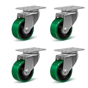 عجلات 3 بوصة، من البولي يوريثين على عجلة فولاذية، مجموعة عجلات شديدة التحمل مكونة من 4 عجلات بسعة تحميل 1400 رطل - تستخدم للعربة وصناديق الأدوات (4 دوارة) in Kuwait