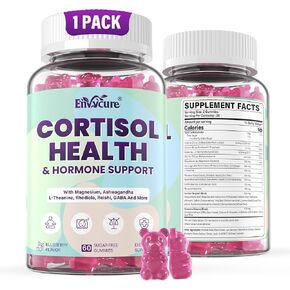 Cortisol Supplements for Women & Men, Cortisol Reducer Gummies w/ Magnesium, Ashwagandha, L-Theanine, Rhodiola, Reishi, 24 IN 1 Cortisol Detox Manager for Calm Mood, Focus & Relaxation,Vegan, 120 Cts in Saudi Arabia
