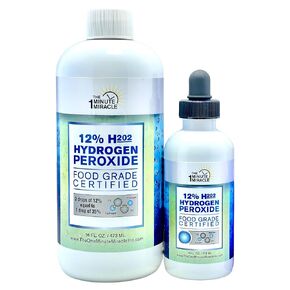 معجزة الدقيقة الواحدة - بيروكسيد الهيدروجين بنسبة 12% من الدرجة الغذائية - زجاجات بحجم 16 أونصة و4 أونصات in Kuwait