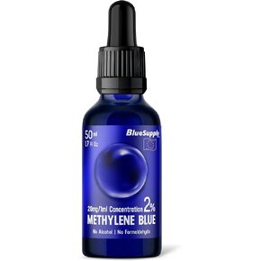 Methylene Blue 2% - 1.7 fl oz, Third-Party Tested & Certified, Ultra High Purity, 50 ml Glass Bottle with Dropper, Made in EU by Blue Supply in Saudi Arabia
