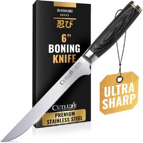 Cutluxe Japanese Boning Knife for Meat Cutting – 6" Razor Sharp – High Carbon Stainless Steel Blade – Fillet knife for Fish – Full Tang, Ergonomic Pakkawood Handle Design – Shinobi Series in Saudi Arabia
