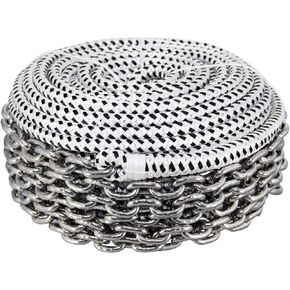 Double-Braided Nylon Windlass Anchor Rope with Stainless Steel Chain – Prespliced 1/4" HT G4 Chain – 150 ft or 200 ft Rode – 15 ft Chain – 1/2" Rope – Ready for Windlass Use in Saudi Arabia