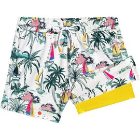 Mens 5.5 Inch Swim Trunks with Mesh Liner Quick Dry Swim Shorts Fashion Print,Zipper Pockets Beach Shorts in Saudi Arabia