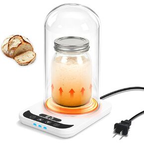 Sourdough Starter Warmer with Glass Dome, Sour Dough Warmer and Glass Cover - 70-100°F Precise 1°F Thermostat Control & 0-12H Timer Auto Warming ON/Off, Sourdough Warming Heating Mat in Saudi Arabia