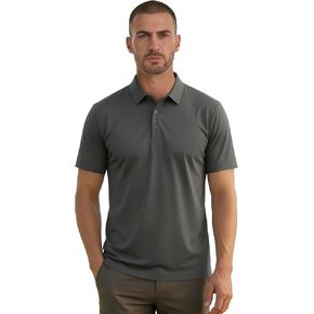 قميص بولو رياضي منقوش وسهل للرجال بملمس قطني ناعم - قميص أداء مع حاشية مربوطة بقبضة نشطة - مطاط في 4 اتجاهات in Kuwait