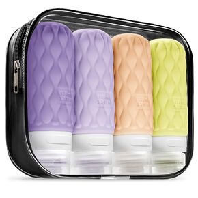 Silicone Travel Bottles for Toiletries 8 Pack Travel Size Toiletries 3.4 oz 1.7 oz, Leakproof Squeeze Travel Size Containers Refillable Cosmetic Jars Set for Shampoo, Conditioner, Creams in Saudi Arabia