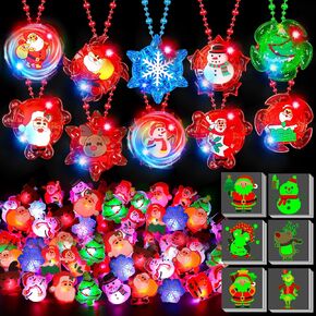 84PCS Christmas Party Favors Glow in The Dark Xmas LED Toys Bulk Christmas Stocking Stuffers Light Up Necklace Bracelet Ring Xmas Treats for Boys Girls Goodie Bag Fillers Classroom Prizes Holiday Gift in Kuwait