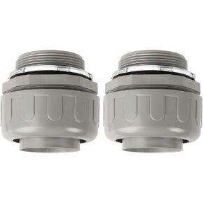 Conduit Connectors, 2-Inch Liquid Tight Connector NPT Non-Metallic for PVC Electrical Flexible Conduit Fittings, 180 Degree Straight, UL Listed for Home Outdoor Tubes Tools, Grey (2-Pack) in Kuwait