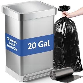 20 Gallon Stainless Steel Large Kitchen Trash Can with Foot Pedal, Soft Close Lid and Trash Bag Retainer Rim in Kuwait