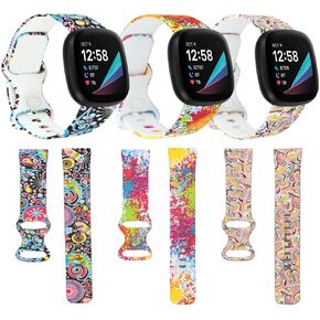 [3 عبوات] متوافقة مع سوار Fitbit Sense 2 للنساء/Fitbit Sense Smart Watch Band إكسسوارات بديلة للرجال والنساء - سوار معصم رياضي من السيليكون بنمط ملون - معصم صغير in Kuwait