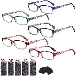 نظارات القراءة Suertree للنساء، 5 عبوات من نظارات القراءة الزرقاء للسيدات والرجال مع مفصلات زنبركية +2.0x in Kuwait