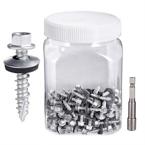 150 قطعة #10x1 مسامير سقف معدنية فضية الرأس سداسية مجلفنة ذاتية التنصت مع غسالة EPDM لأنها يمكن استخدامها لسقف معدني أو مشاريع لوحة الحائط حظائر حظائر الصوامع أو الحظائر in Kuwait