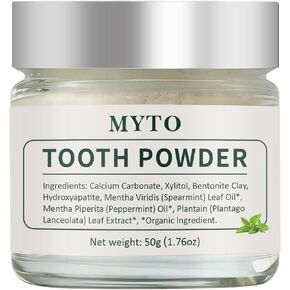 MYTO Tooth Powder - Contains Peppermint and hydroxyapatite to Strengthen Tooth Enamel - Fluoride-Free, Peppermint Flavor - Gentle Daily Cleaning, Convenient to Carry - 1.76 oz in Saudi Arabia