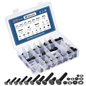 216 Pcs Hex Screw Nut Washer Kit - [M4/M5/M6/M8/M10] Plastic, Fully Threaded Hexagon Head Machine Bolts for Micro Controller Board Building Insulate or Fasten PCB Board, Black in Kuwait