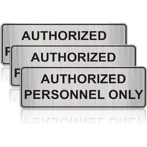 علامة الموظفين المعتمدين فقط، 3 عبوات 9x3 بوصة فضية عاكسة غير معدنية مقاومة للماء للاستخدام الداخلي والخارجي، Soslina ذاتية اللصق متينة لا تدخل علامات الفينيل، سهلة القراءة علامات أمان جدار الباب in Kuwait