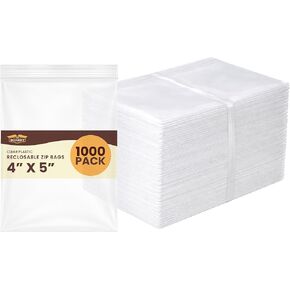 أكياس The Boxery مقاس 4 × 5 بوصة بسمك 2 مل من البلاستيك الشفاف القابل لإعادة الإغلاق (1000 عبوة) أكياس بولي قوية ومتينة مع سحاب قابل للإغلاق، والتخزين، والمجوهرات، والخرز، والحرف اليدوية، وحقائب التعبئة والشحن in Kuwait