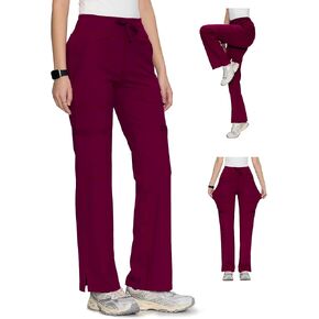 COZYFIT Yoga Scrub Pants for Women Soft Stretch Mid Rise Straight Leg Cargo Bottom with Drawstring,5 Pockets in Saudi Arabia