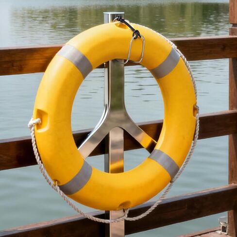 2 Pcs Life Buoy Holder, Stainless Steel Horseshoe Bracket Lifebuoy Preserver Ring Holder with Plastic Base for Standard Boat Marine in Saudi Arabia