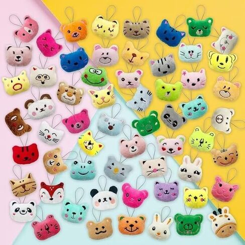 15 PCS Mini Animal Plush Keychain Set Cute Animal Plush Keychain for Goody Bag Fillers Carnival Prizes Wedding Bridal Guest Gifts 15 Styles are Random in Saudi Arabia
