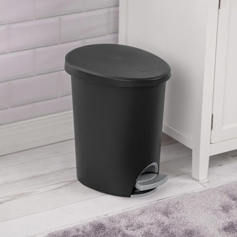 2.6 Gallon Plastic Garbage Bucket Bin with Step Lid, Black in Saudi Arabia
